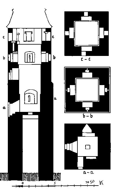  L&auml;ngsschnitt des Turms der Kyllburger Burg 